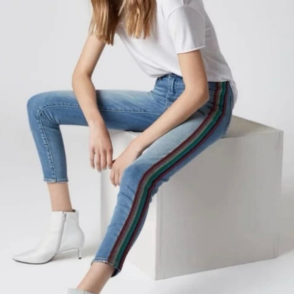 NWOT Blank NYC The Bond Rainbow Stripe Skinny Jeans Size 27